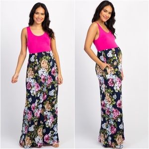 Pinkblush Maternity Pink & Floral Print Maxi Dress